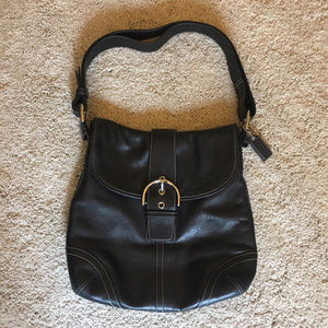 Coach Soho Buckle Flap Black Leather Shoulder Bag